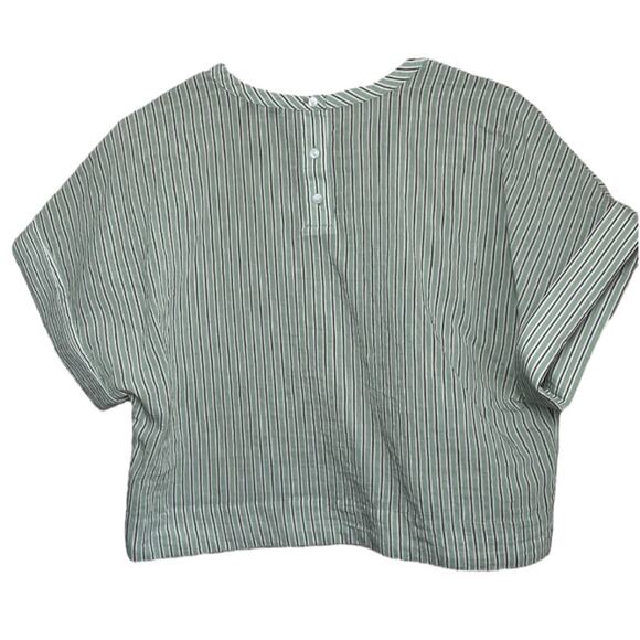 Madewell Dolman Crop Top in Stripe Short Sleeve Boxy Blouse Small - Picture 4 of 10